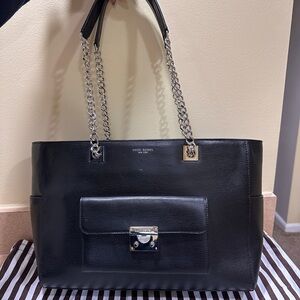 Henri Bendel Black Tote with Chain Straps